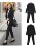 Werkbroekpakken OL 2-delige set voor dames Business Interview Uniform Slanke blazer en potloodbroek Kantoordame Pak Vrouwelijke outfits 240112