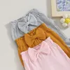 Spodnie malucha dziewczynka płomienne spodnie stały kolor żebrowany bowknot niemowlę elastyczne talia ruffle dna