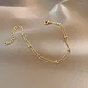 Link Bracelets 2024 Trend Retro Gold Double-layer Bracelet For Women Korean Fashion Jewelry Wedding Party Girl Accessories On Hand