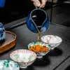 도구 세트 세라믹 커피 티 세트 컵 손으로 칠한 도자기 중국식 뼈 중국 접이식