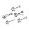 New 316L Steel Y Round Belly Button Rings Zircon Bead Crystal Jewelry Navel Bar Body Piercing Drop Delivery Dhebs