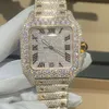 Benutzerdefinierte Männer Frauen High-end-Luxus Bling Voller Diamant Uhr VVS Moissanit Hip Hop Iced Out Edelstahl Mechanische Uhren