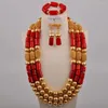 Necklace Earrings Set Fashion Real Coral African Jewelry White/Orange/Red Women Nigerian Wedding Beads Bridal