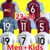 23 24 Aston Villas Mings Futbol Formaları 2023 2024 Evden uzakta Hayranlar Oyuncu Versiyonu Diego Carlos Douglas Luiz McGinn Futbol Gömlek Erkek Çocuk Kiti Buendia Watkins