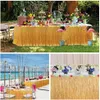 Décorations de fête tropicale hawaïenne 275x75CM jupe de Table en herbe Luau feuilles de palmier fleurs d'hibiscus pour anniversaire de mariage 240112