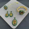 Türkei Sultan Farbwechselstein-Set, natürlicher grüner Stein, Kristall-Strass-Schmuck, modisches Luxus-Bankett-Zubehör für Damen