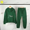 Men's Tracksuits Men Women Classic Embroidery Sets Green Blue Red Black Oversized Hoodie Sweatpants Outfits Fleece Inside Tags T240113