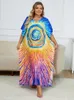 Women's Swimwear EDOLYNSA Bohemian Print Plus Size Women Kaftan Robe Vibrant Color Caftan Beachwear Swimsuit Cover Up Moo Dress Outfit Q1546