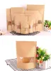 50st/Lot Kraft Paper Bag Window Zip Lock Tomt Torkat matfruktte Presentpaket Självförsegling blixtlås Stand up väskor bj
