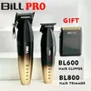 BillPro BL600 BL800 Professional Barber Electric Push Hair Clipper Oil Head Gradient Gravering Huvud Vitning Devis Rakaververktyg 240112