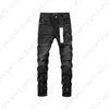 Jeans de designer para homens jeans roxos High Street Denim Rasgar Europa e Estados Unidos Moda Maré Fit Buraco Hip-Hop Slim Jean Calças