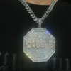 Hip Hop Jewelry Custom Letter Necklace 3d Big Octagon Charm Necklace Brass AAAAA CZ Finished Within 15 Working Days