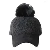 Ball Caps Herfst en Winter Leuke haarbalhoed voor dames Warme comfortabele pet Mode All-match honkbal