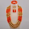 Necklace Earrings Set Fashion Real Coral African Jewelry White/Orange/Red Women Nigerian Wedding Beads Bridal