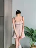 Elegant vintage 3D Flowers Tweed Sling Women Korean Sweet Sleeveless Sexig Summer Dress Vestidos 240112