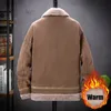 Chaqueta forrada de lana de felpa de piel sintética, abrigo de vuelo Bomber para hombre, chaqueta de terciopelo de invierno, chaqueta de camionero cortavientos gruesa 240112