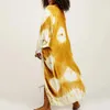 Kvinnors badkläder Summer Bohemian Print Beach Cover-Up Sarong broderi spets kimono sexig transparent lång cardigan saya de praia