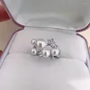 Bagues de cluster Souhaitant des étoiles Bague de perle d'eau douce naturelle avec style multi-perle incrusté de zircon tempérament cadeau d'ouverture réglable