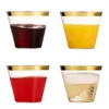 Gobelets jetables pailles 4X en plastique doré 9 Oz tasse verre à vin fête transparente pour les fêtes