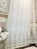 Rideau transparent élégant contenant des perles brodées, en Tulle, pour fenêtre transparente, pour salon et chambre à coucher, 240113