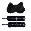 SM Handcuffs Toy Adjustable PU Leather Plush Handcuffs Blindfold Masks Restraints Bondage Sex Toy For Adults Games Accessories