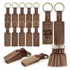 Keychains 25 Pieces Leather Wood Keychain Blank Wooden Blanks With Strap Unfinished