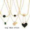 Pendant Necklaces Stainless Steel Gold Color Link Cable Chain Necklace Black Butterfly Heart Round Women Party Jewelry 1PCs