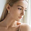 Trendy 14k Gold Plated Earrings Silver Hoops 925 Dingle for Women Spak Back Earring Drop Girls Jewelry 240112