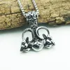 Pendant Necklaces Fashion Stainless Steel Viking Rune Double Sheep Head Necklace Nordic Pirate Accessories Men Jewelry Gift