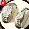 Olegs Fashion Couple Mechanische horloges voor mannen en vrouwen roestvrijstalen pols horloge waterdichte lichtgevende handen Valentine cadeau 240112