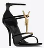 Kvinnor Luxurys Designers Classic Letter Metal Heel Shoe Sandals Real Picture äkta läderrem Höga klackar Skor Handväska Bröllopsklänning Pumpar Rödbotten med låda