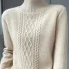 Autumn and Winter Women Sweater Warm Cashmere Loose Large Size Top Half Turtleneck Knitted Bottoming Shirt 240112