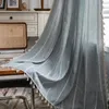 Curtain Grey Curtains Patchwork Drapes Broom Tassel Rod Pocket Short Semi-Sheer Boho Bedroom Living Room Window