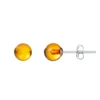 Stud Earrings Baltic Amber 925 Sterling Silver Small Ball For Women - Fashion Natural Stone Jewelry Wholesale