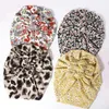 Cotton Baby Beanie Three Bows Infant Flower Printed Bonnet Leopard Print Newborn Knot Turban Hat Wrinkle Bow Double Layer Hats