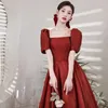 Ethnic Clothing Sleeves A-Line Formal Party Dress Retro Princess Evening Women Qipao Cheongsam Burgundy Toast