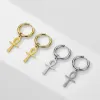 Boucles d'oreilles croix Ankh égyptienne pour femmes, couleur or jaune 14k, amulette Crucifix, bijoux égyptiens, cadeau