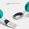 Novas garrafas de bebê # gadgets para bebês conjunto de talheres para crianças utensílio de aço inoxidável talheres para crianças pequenas desenho animado colher de alimentação infantil garfo