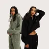 AL Yoga Cropped Double Take Hoodie Accol Hooded Sweater Muse Sweatshirts Heavy Weight Leaking Navel Set Casual Jogger Pullover Loose Short Jackets with 3D