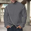 Camiseta masculina confortável moda elegante camiseta homens pullovers camisetas tops inverno grade textura mangas compridas