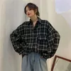 Blouses Femmes Printemps Chemises À Carreaux Femmes Lâche Coréen Casual Bouton À Revers Tops Y2K Femme Streetwear À Manches Longues Chic Tout-Match Blouse