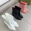 Designers skor kvinnor regn stövlar fotled stövlar gummibätet övre med ruta 510