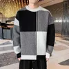 Männer Pullover Kleidung Plaid Crewneck Strickpullover Männliche Pullover Runde Kragen Blau Sweatshirts Verkauf Produkte 2024 Klassische Spaß X