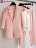 Spring Plus Size Korean Elegant Women's Suit Female Blazer Leisure Pants Tweed Suit Jacket Three Piece Jacket Pants Set 240113