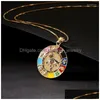 Anhänger Halsketten Boho Tropföl Zirkon Auge Halskette Hamsa Hand von Fatima Box Gold Vierblättriges Kleeblatt Münze Choker Drop Lieferung Dhow1