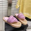 Letter logo Platform Flip flops women's Cloth Sandals Flat slides slipper Straw soles Luxury designer slipper for women Holiday Walking Beach shoes Candy color