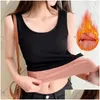 Camisoles Tanks Vrouwen Fleece Ondergoed Thermiek Top Breien Tank Veet Winter T-shirt Warm Vrouwelijk Ondershirt Lingerie Mouwloos Drop Otgq2