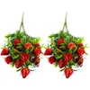 Decoratieve bloemen 2 pc's gesimuleerde aardbeientakken voor DIY The Gift Plastic Festival Accessoire Fake Artificial Adorn