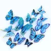 12st 3D dubbelskikt fjärilar vägg klistermärken vardagsrum dekor bröllop barn dekoration diy konst magnet 240112