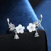 Stud Earrings NEHZY Silver Plating High Quality Retro Simple Cubic Zirconia Shell Flower Fashion Earring Jewelry
